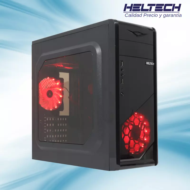 CASE GAMER 996 HELTECH LED AZUL O ROJO - Imagen 2